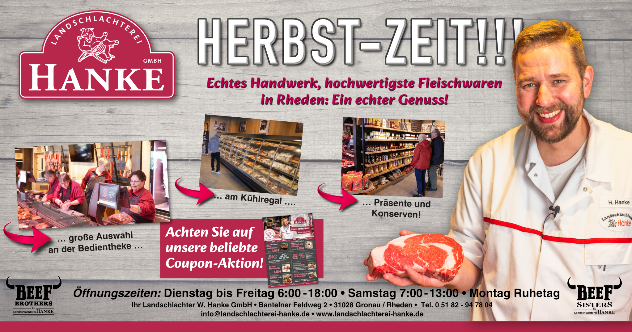 Herbst-Zeit bei Hanke in Rheden, echtes Handwerk, hochwertige Fleischwaren