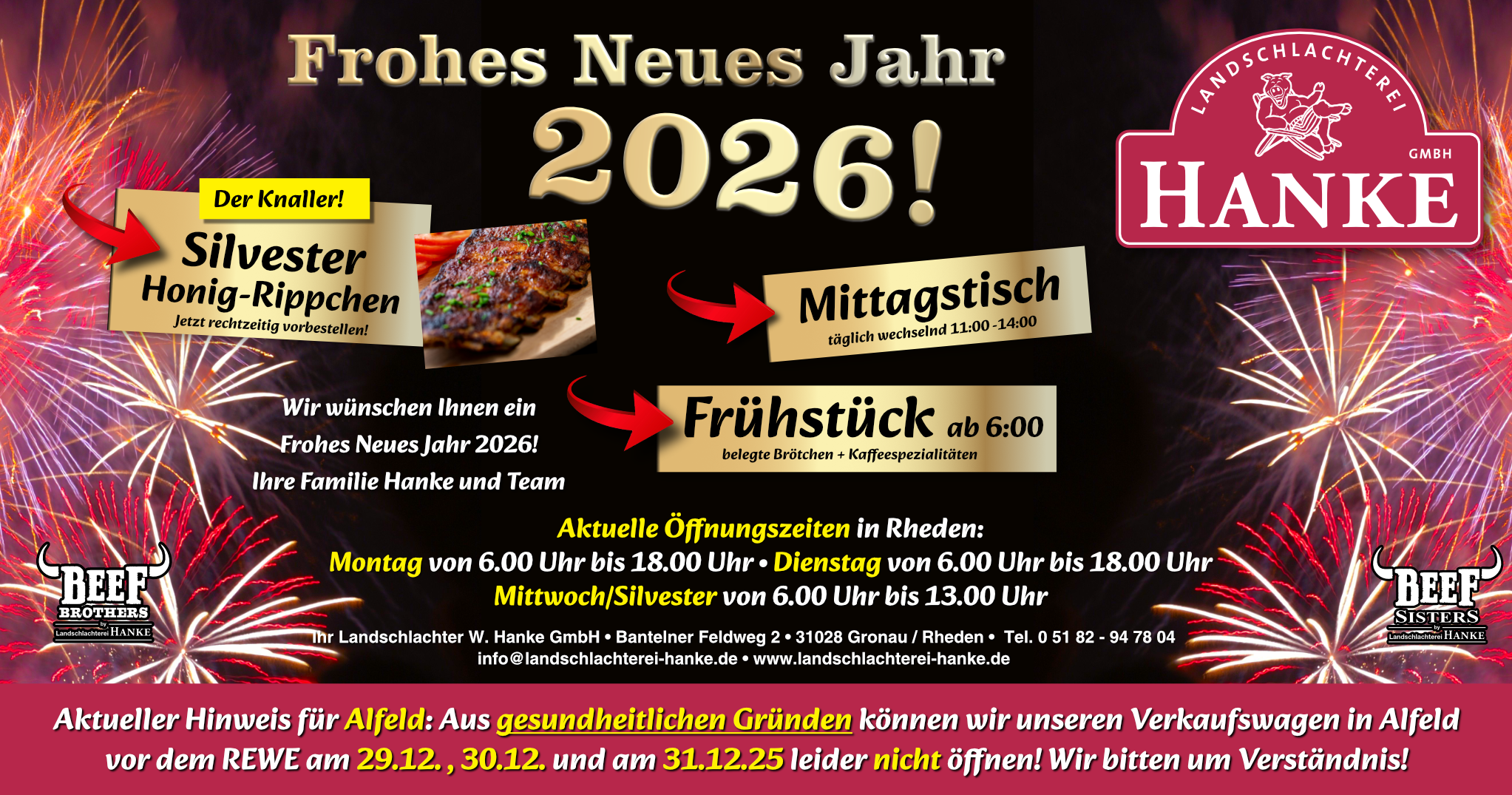 Familie Hanke wünscht ein Frohes Neues Jahr 2026